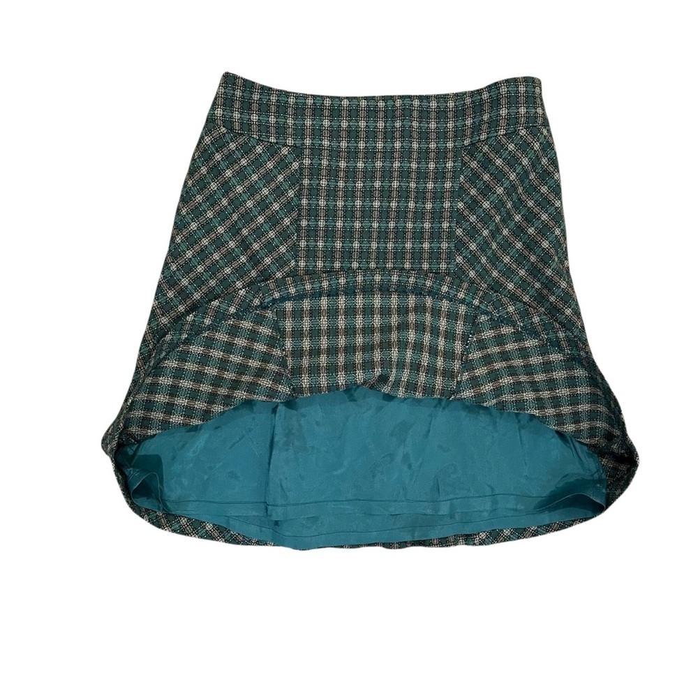 Women’s 8 Wool Blend Academia Plaid Preppy Flared Hem Above Knee Skirt LOFT - Picture 4 of 5